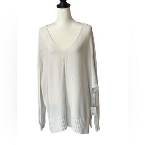 Lucky Brand Spring Weight V-Neck White Sweater Size 2X NWT